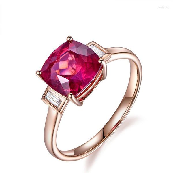 Anillos de boda S925 Incrustaciones de moda Cuadrado Circón rojo Turmalina Colorido Tesoro Apertura Anillo ajustable Compromiso de las mujeres