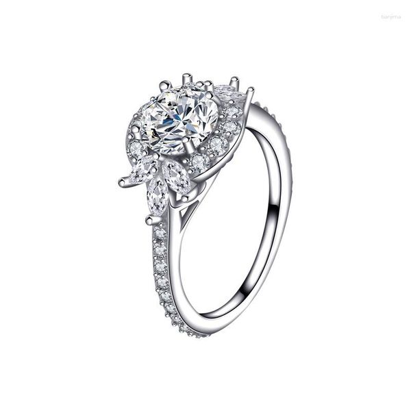 Anneaux de mariage S925 Pure Silver Diamond Lovers Bague Europe et États-Unis Conception simple Femme personnalisée