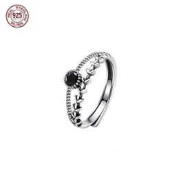 Anneaux de mariage S925 argent rétro zircon bague pour femmes ins vent lumière luxe queue anneau avancé niche conception sens index bague plaine anneau 231218