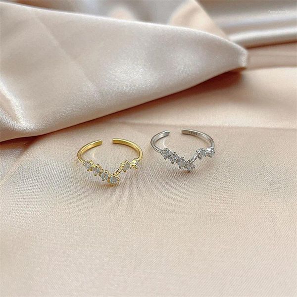 Anillos de boda S925 Plata esterlina para mujeres Niñas Auténtico estilo fresco y simple Anillo de dedo de circón Anillos de oro Joyería fina