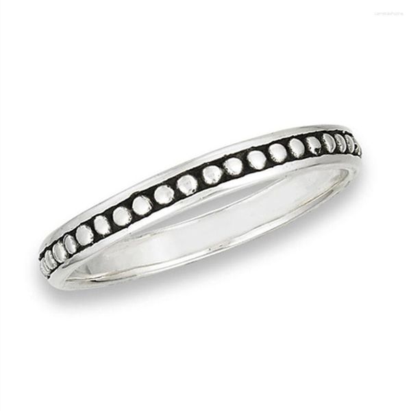 Anneaux de mariage S925 Sterling Silver Slim Éternel Perlé Simple Bague Dot Thai Black Band Engagement