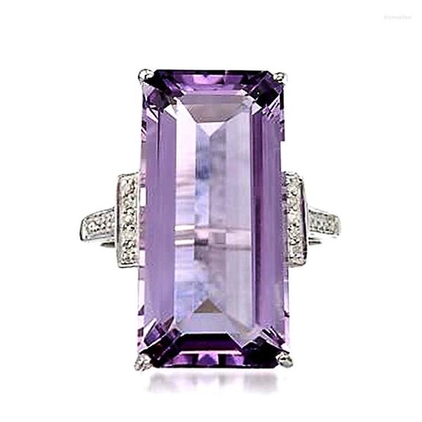 Anneaux de mariage vente luxe Solitaire grand carré forme CZ femmes bague de fiançailles soirée élégante femme mode bijoux cadeaux