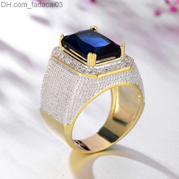 Anillos de boda Zafiro Anillo de oro para hombre Vintage Cool Punk Ring Accesorios de joyería para hombre Discoteca Bar 18K Joyería de oro Z230712