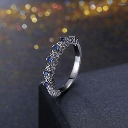 Anéis de casamento Seanlov colorido estilo de pedra azul Red Stones verdes CZ Jóias de noivado de zircão Punk de cor de ouro preto para mulheres