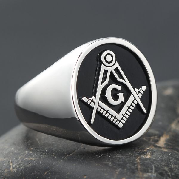 Anillos de boda Secret Master Mason Compass Freemason Masonic Signet Soild Real Sterling Silver Ring 230920