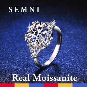 SEMNI Luxury 5.0CT Diamond Rings for Women Sparkling Halo Lover Wedding Promise Band 925 Sterling Silver Fine Anillos 230718
