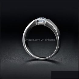 Anillos de boda Enviar certificado Sier Yhamni 100% real puro 925 anillo 6 mm Sona Cz Diamond Compromiso Anillos de boda Joyería para Yydhhome Dhuwp