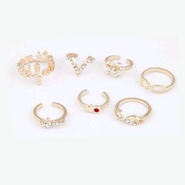 Trouwringen Sets 1 Set 7 stks Knuckle Midi Finger Tip Stacking Rhinestone Prachtig Ringen Rhinestone Knuckle Midi Ringen