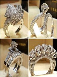 Sets de anillos de boda para mujeres Zirconia Cúbica Pareja de pareja Ring Fashion Jewelry Bridal Creative Anel Drop R9047628108