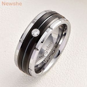 Anneaux de mariage elle couleur noir/or Rose/or blanc bande de mariage pour hommes 8mm anneaux de tungstène brossé mat pour lui Zircon cubique taille 8-13 230831