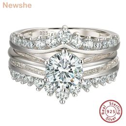 Anneaux de mariage Elle luxe solide 925 en argent Sterling bagues de fiançailles de mariage pour les femmes de haute qualité cubique Zircon garde bande BR1167 231218