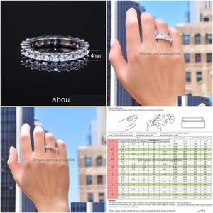 Wedding Rings Sier Women Ring Vintage Fashion Jewelry CZ Diamond Engagement Gift With Box Drop Delivery DHT4B