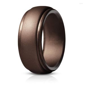 Trouwringen Siliconen Ring Voor Unisex Eenvoudige Brede Radiaal Stappen Vrouwen Mannen Antiek Messing Zilver Goud Kleur Sieraden