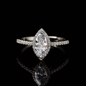 Wedding Rings Silver 925 Originele briljante snit 1 2 karaat Diamond Test voorbij Shining D kleur Marquise ring edelsteen sieraden 220921