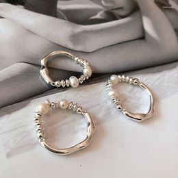 Trouwringen Zilver Kleur Natuurlijke Parels Voor Vrouwen Touw Elastisch Strand Verstelbare Party Mode-sieraden Gift Drop