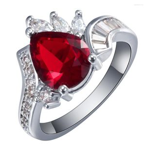 Wedding Rings Silver Compated Ring Engagement Us 7 8 9 Vintage Red White CZ Sieraden Gift Luxury Promise Evening Party