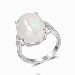 Wedding Rings Silver Ring Classic Exquisite Temperament vrouwelijke modellen ingelegde Alabaster Zirkon Hand sieraden