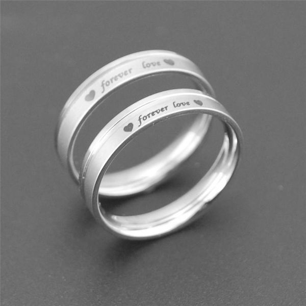 Anillos de boda simples de 4mm de ancho para siempre amor pareja para mujer moda femenina Color plata bandas de acero inoxidable joyería para hombre