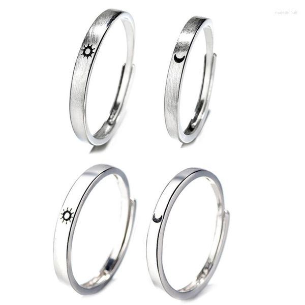 Anillos de boda Simple amante ajustable para el sol y la luna pareja joyería decoración promesa regalos mujeres hombres