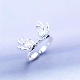 Wedding Rings Simple Crystal Elk Antlers verstelbare ring herten hoorn zilveren kleur voor vrouwen sieraden geschenk niet vervagen joyas de plata