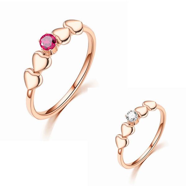 Anillos de boda, anillo de corazón sencillo para mujer, dedo de acero inoxidable, regalo de cumpleaños romántico, novia, joyería de circón a la moda, boda