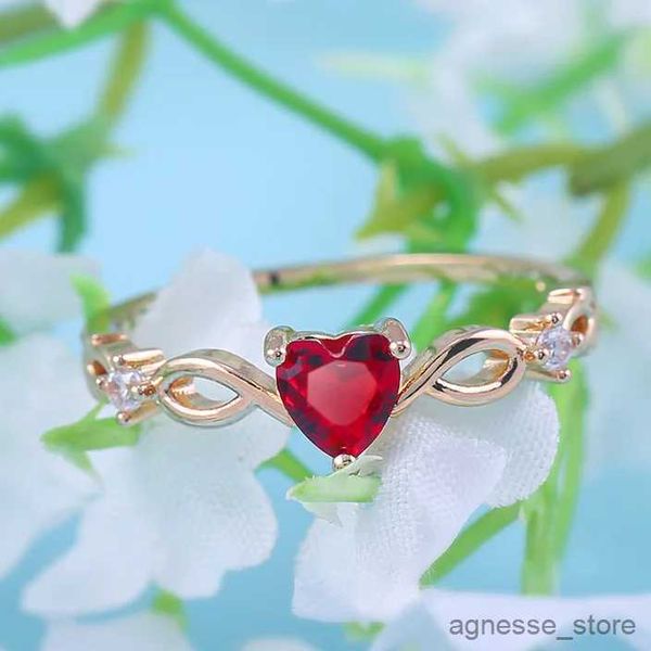 Anillos de boda Anillo de corazón simple para mujer Anillos de dedo lindos Regalo de cumpleaños romántico para novia Joyería de piedra de circón de moda R231127