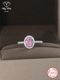 Anneaux de mariage Simulé rose diamant bague réel 925 en argent sterling fête pour les femmes anniversaire femme amie cadeaux de mariée scintillant 2023 tendance 231128