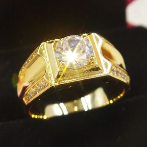 Trouwringen Maat 7-12 Klassieke Goud-kleur Zirconia Mannen Ring Zwart Emaille Mannelijke 18 KRGP Vinger ringen Selling 230712