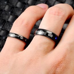 Trouwringen Sizzz roestvrijstalen kroon paar ring voor geliefden mannen vrouwen verloving vinger zwart zilveren kleur
