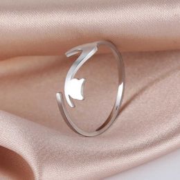 Anillos de boda Skyrim Animal Sticky Cat Women Rings Ajustable Acero inoxidable Joyas minimalistas Anillos de joyería Fiesta Regalos de cumpleaños 2024 Al por mayor