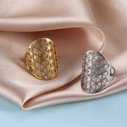 Trouwringen Skyrim Flower of Life Ring Vintage verstelbare roestvrijstalen heilige geometrie ringen voor vrouwen amulet sieraden geschenk groothandel