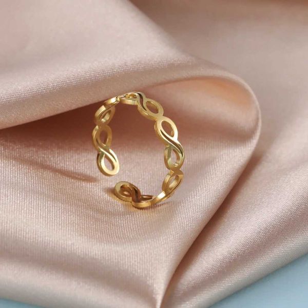 Bagues de mariage skyrim géométriques infini anneaux creux réglables pour les femmes en acier inoxydable en or couleur ouverte bijoux
