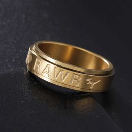 Trouwringen Skyrim hart RR Dinosaurus ringen roestvrij staal anti stress spinnen draaien roteren fidget ring waardering sieraden cadeau voor mannen vrouwen