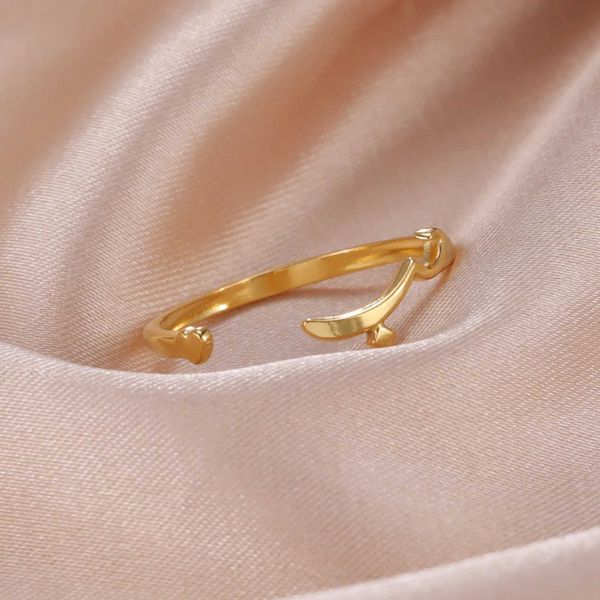 Anillos de boda Skyrim acero inoxidable Heart anillo árabe de oro ANILLOS ANIMOS AJUSTIBLES AMOR Musulmán Joya islámica Regalo de boda para mujeres