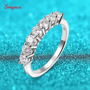 Smyoue 0.7CT m pierres précieuses anneaux pour femmes S925 argent correspondant mariage diamants bande empilable bague or blanc cadeau 231218