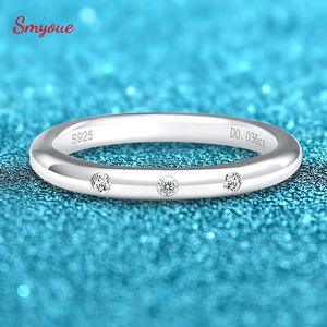 Wedding Rings Smyoue 18K White Gold 0036ct Ring For Women Bridal 3 Stones S925 Solid Silver Matching Diamond Band Luxe sieraden 230816