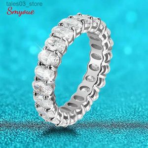 Anneaux de mariage Smyoue 2.5/6.6cttw coupe ovale tout Moissanite bague pour femmes diamant étincelant mariage pleine éternité bandes S925 argent Sterling GRA Q231024