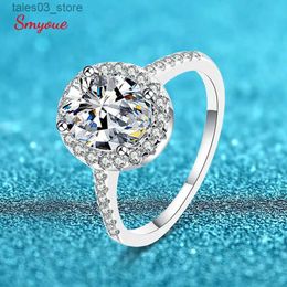 Anneaux de mariage Smyoue 2Ct ovale Moissanite bagues de fiançailles simulé diamant Dovegg bague pour femmes en argent Sterling mariée alliance avec boîte Q231024