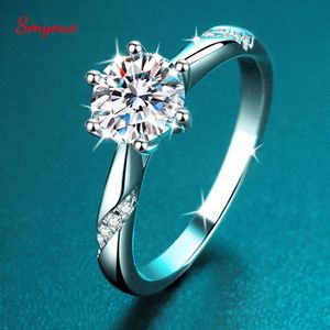 Trouwringen Smyoue D Kleur 1-3 Karaat Solitaire Verlovingsring voor Vrouwen Sprankelende Lab Grown Diamond Band Ring 925 Zilveren Sieraden 231121