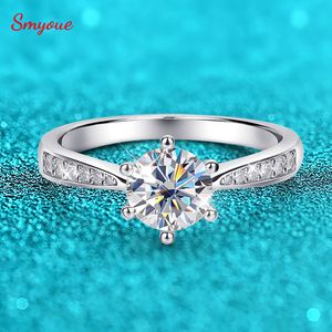 Trouwringen Smyoue Echte 0.5-3CT Trouwring voor Vrouwen Sterling Zilver Ronde Brilliant Diamond Solitaire Verlovingsringen Gift 230804