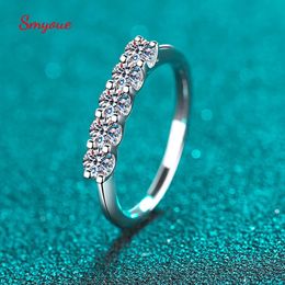 Anneaux de mariage Smyoue solide 925 argent m diamant bague de fiançailles pour femmes demi-entreprise 05ct bande bijoux 231128