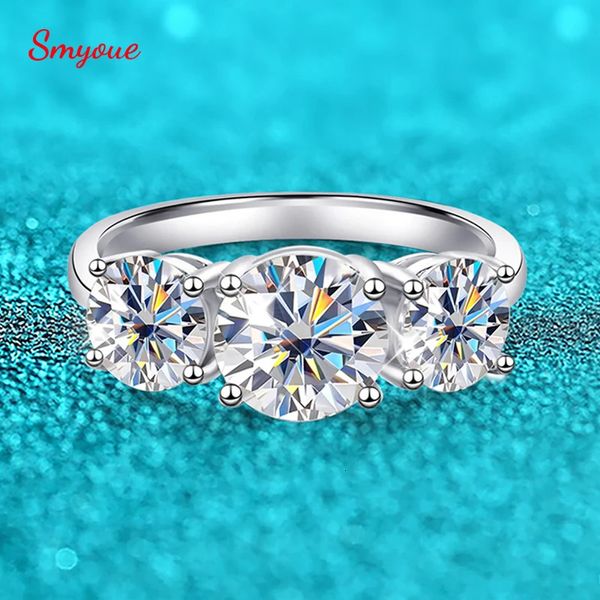 Anillos de boda Smyoue Anillo de oro blanco 42CT para mujeres Sparkling Lab Grown Diamond Band S925 Joyería de plata sólida al por mayor 231128