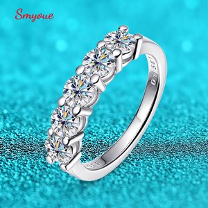 Anillos de boda Smyoue oro blanco D Color 4mm anillo para mujer 15CT piedra partido diamante banda novia S925 plata esterlina GRA 230303