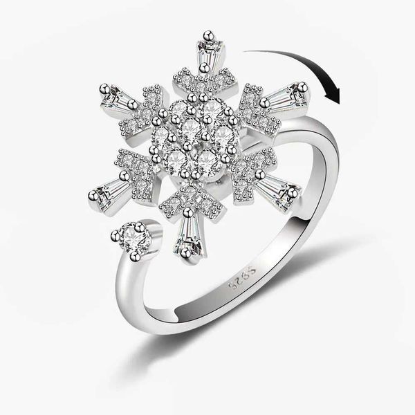 Anneaux de mariage Snow Anti Anxiété Relatement Rotation Rotation pour les filles Crystal Relief Christmas Gift ANILLO ANESTRES Q240514