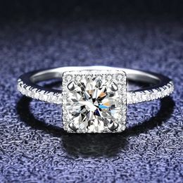 Trouwringen Solid 18K White Gold Ring Ronde 1 Karaat Diamanten Trouwring Fijne Sieraden voor Vrouwen Cadeau Bruid Accessoires 231208