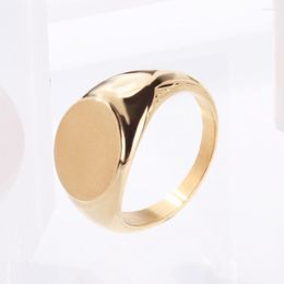 Anillos de boda Soul Men para mujeres Big Geométrico Oval Diseño Color Oro Titanio Acero Clásico Simple Signet Joyería