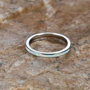 Trouwringen stapelen dunne ringen voor vrouwelijke mannen trouwringen Blue White Fire Opal Ring Minimalistisch verlovingspaar Ring Valentine Jewelry