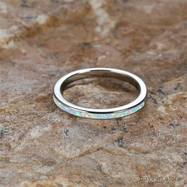 Bagues de mariage empiler les anneaux minces pour les femmes bandes de mariage bleu blanc fire opale anneau de fiançailles minimalistes