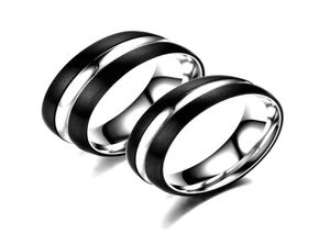 Trouwringen Roestvrij Staal 6 Mm 8 Mm Klassiek Voor Vrouwen Mannen Zwart Zilver Kleur Kleur Paar Sieraden Belofte Geschenken3899437