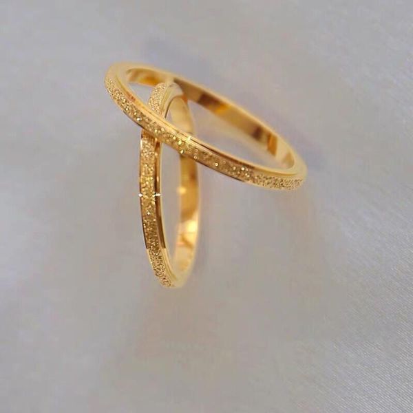 Anillos de boda de acero inoxidable esmerilado fino Simple para mujer accesorios de anillo de Color dorado joyería de moda BagueWedding